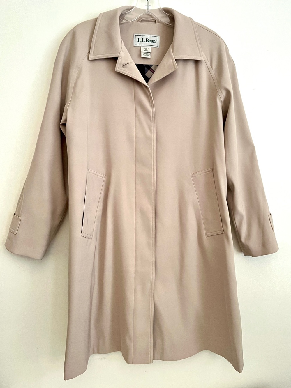 L.L. Bean Vintage Women’s Lined Trench Coat Small Beige & Plaid Academia